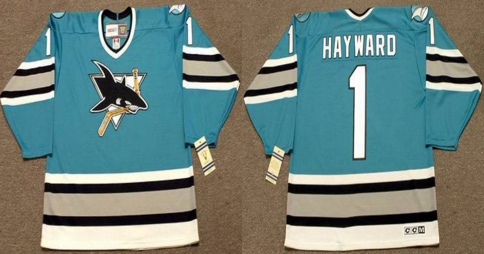 2019 Men San Jose Sharks 1 Hayward blue CCM NHL jersey